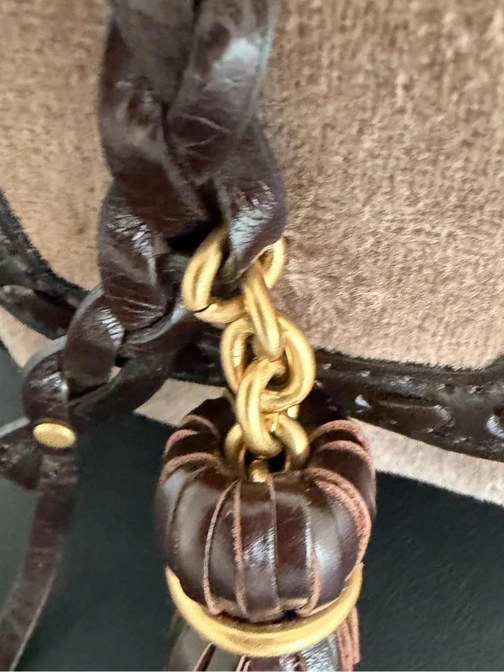 Juicy Couture Velour Satchel Shoulder Bag Doe Brown Y2K Heart Charm - Picture 12 of 16